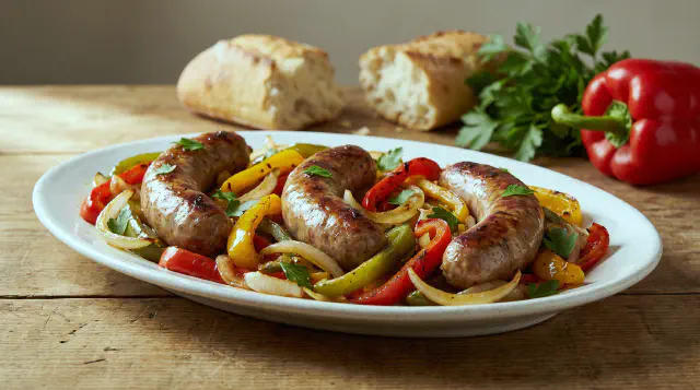 Air Fryer Sausage, Peppers and Onions