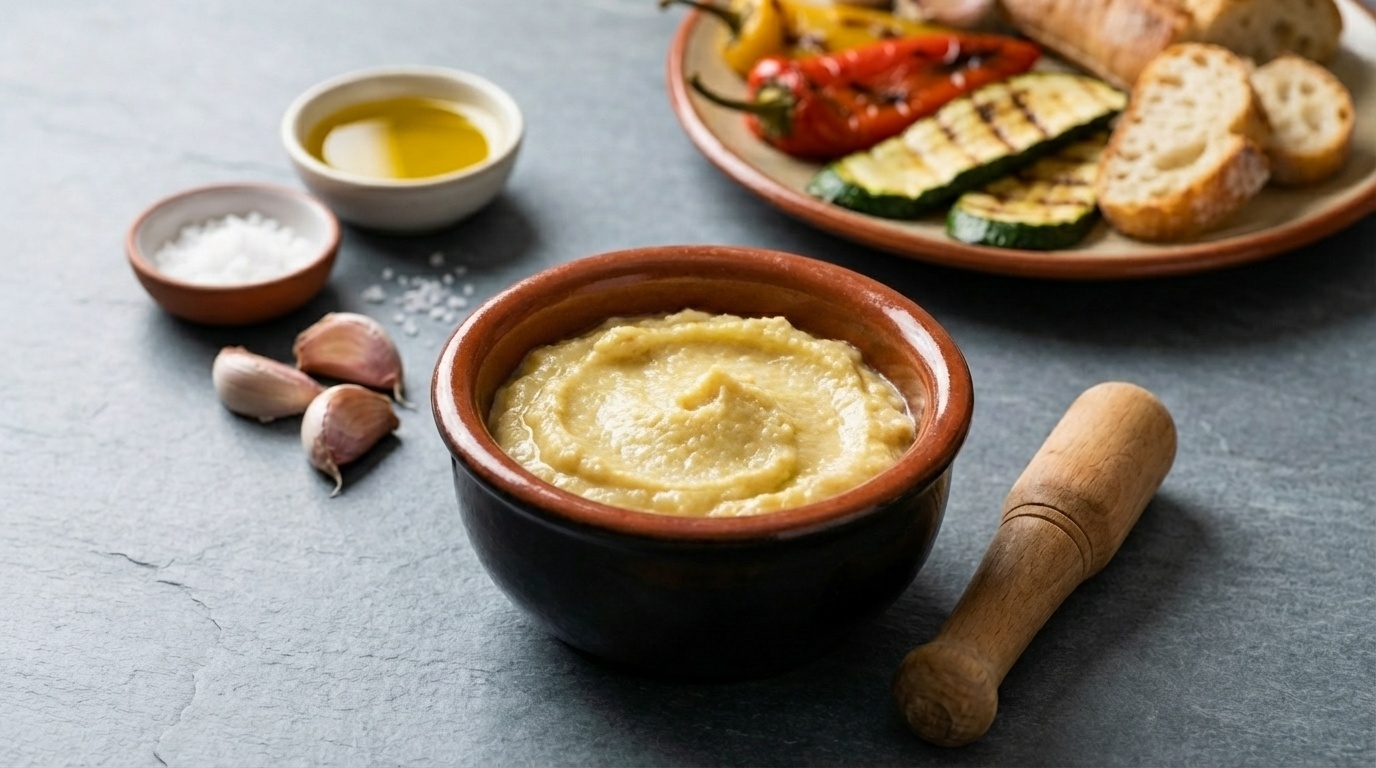 Alioli (Traditional Spanish Garlic and Olive Oil Emulsion)