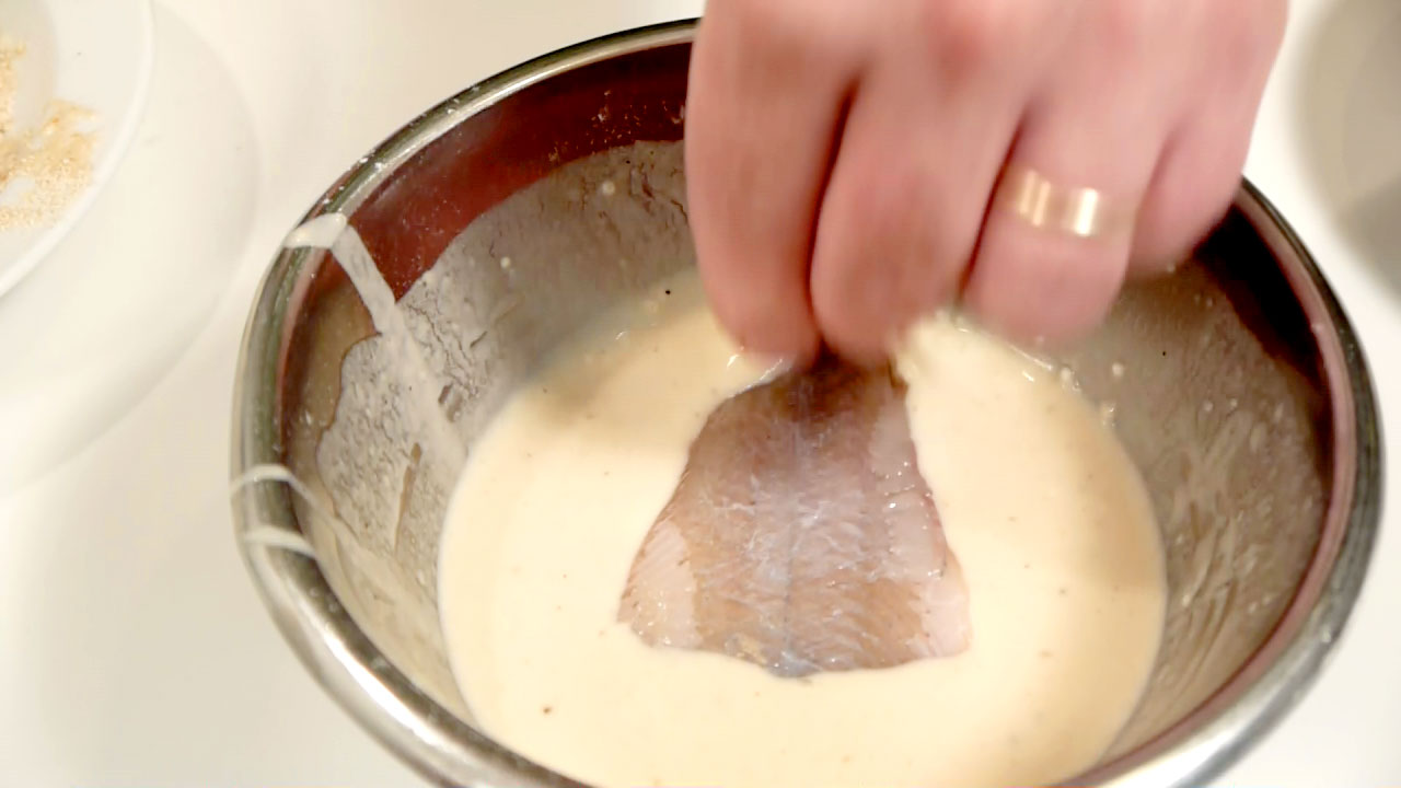 Beignet batter / tempura with fried meat, onion and other vegetables
