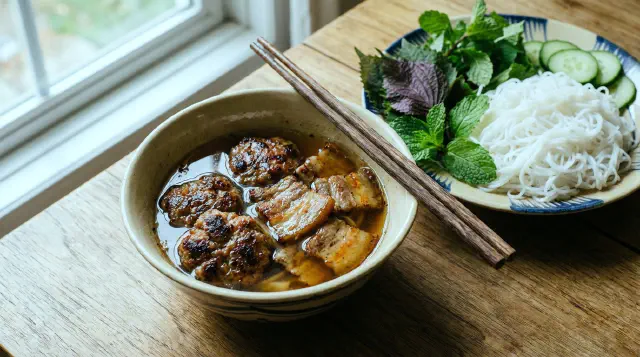 Bún Chả - Vietnamese Grilled Pork with Rice Noodles