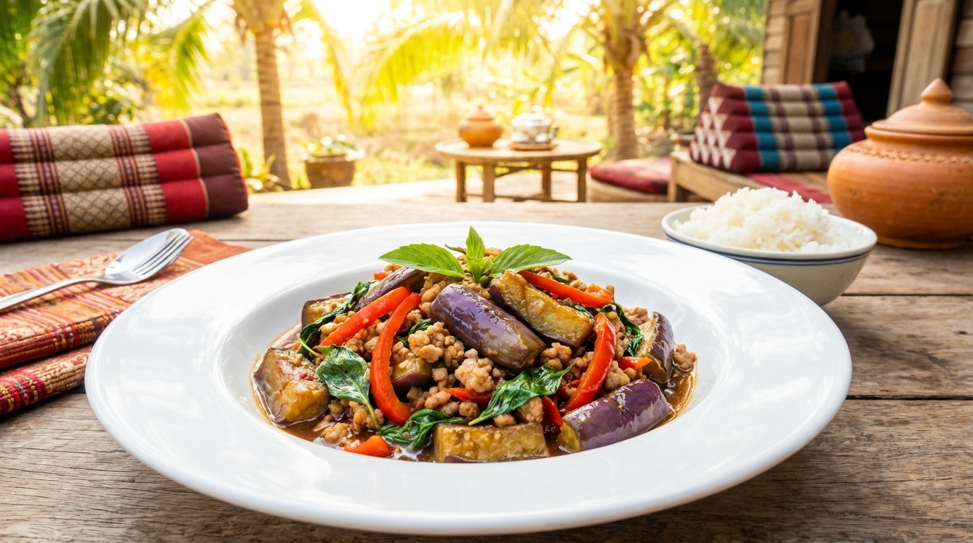 Eggplant Stir-Fry with Thai Basil (Pad Makeua Yao)