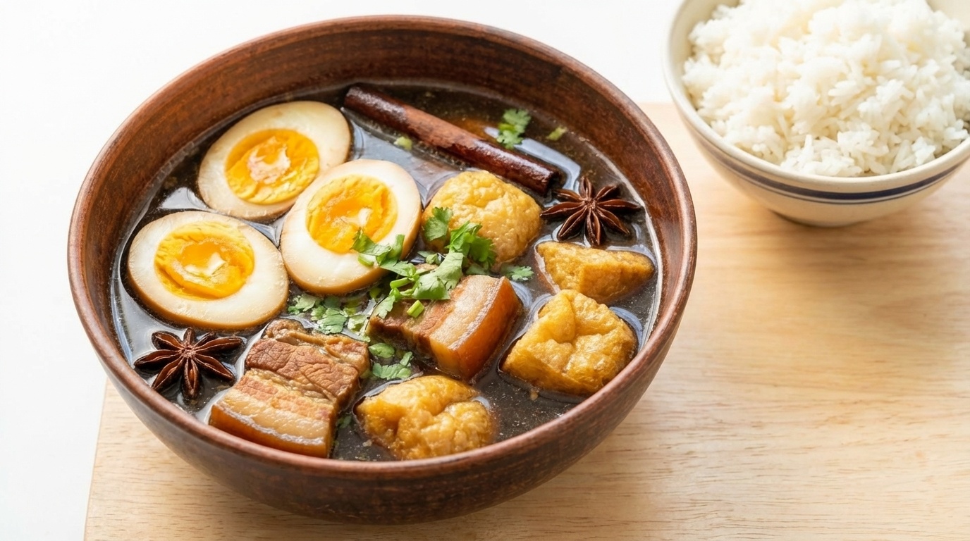 Five-Spice Soup with Eggs and Pork Belly (Kai Palo)