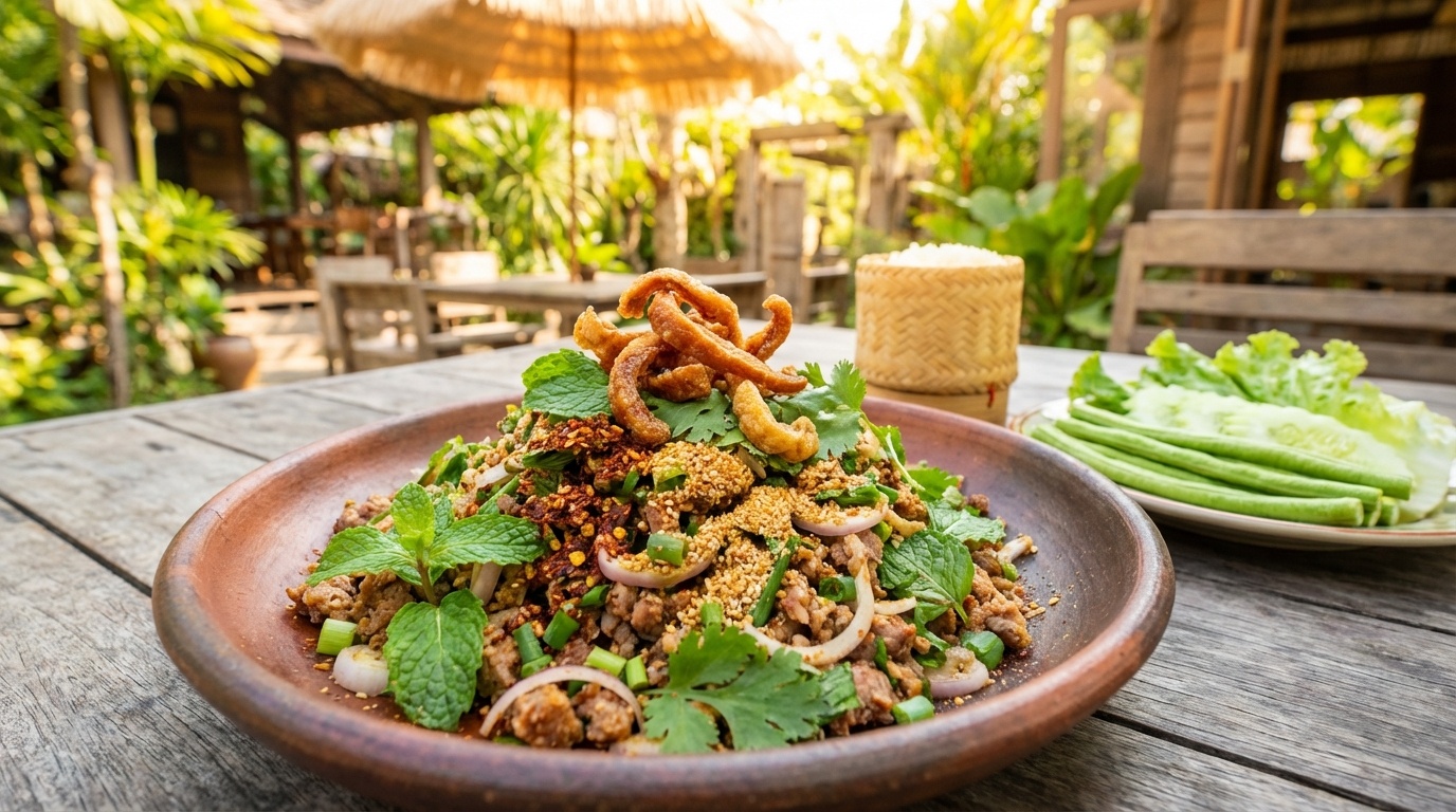 Ground Duck Salad with Mint (Laab Bped)