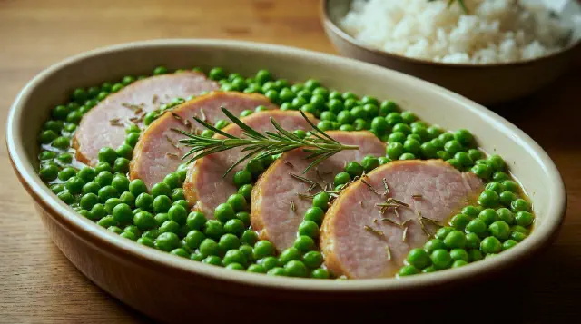 Hamburger Patties Baked with Peas