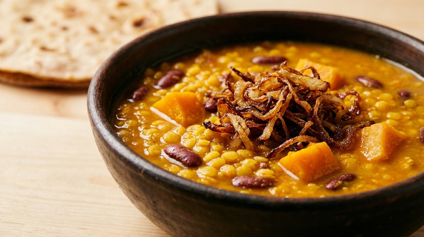 Lentil and Bean Stew with Pumpkin and Chilli