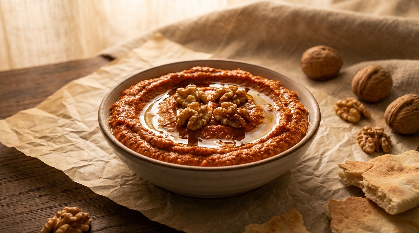 Muhammara (Turkish Red Pepper and Walnut Dip)