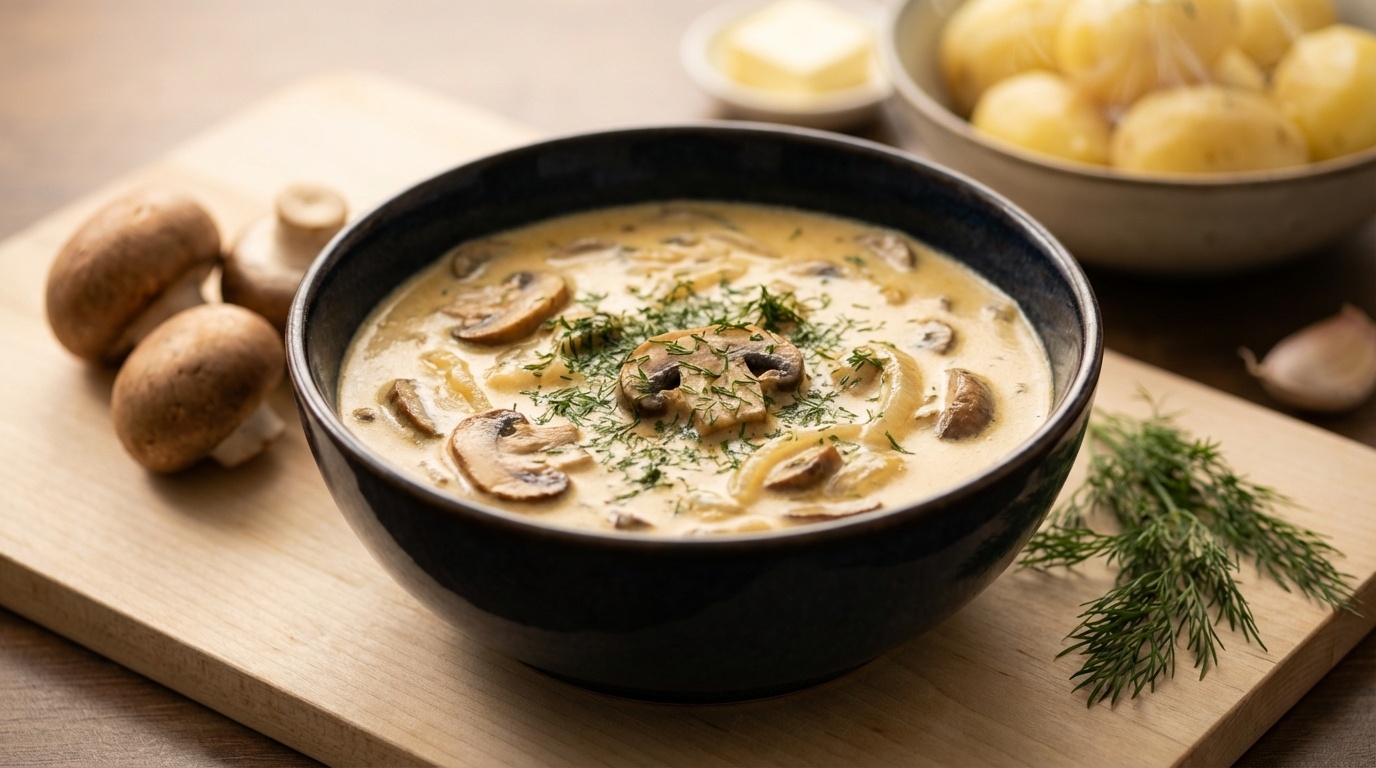 Mushroom Sour Cream Sauce (Griby v Smetane)