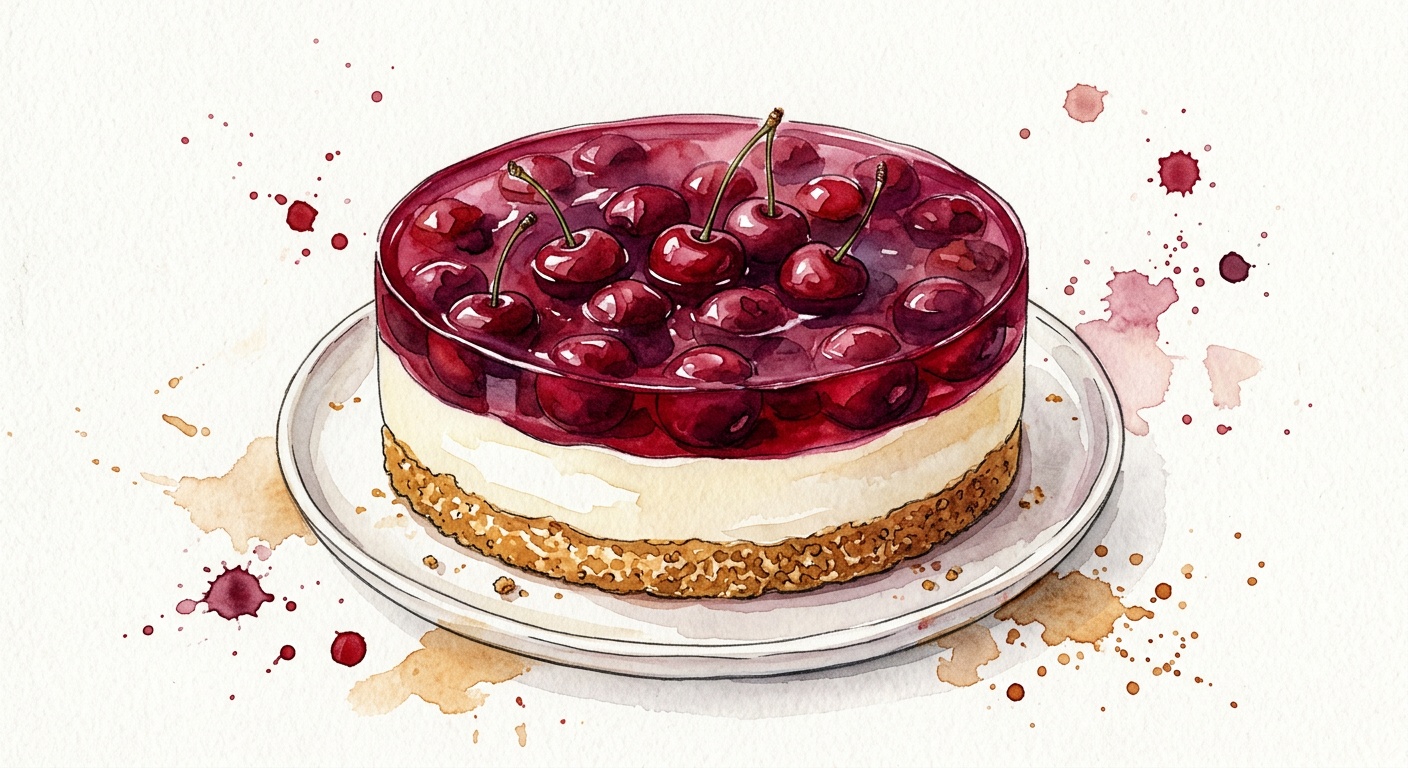 No Bake Cheese Cake with Cherry Jello