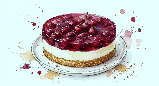 No Bake Cheese Cake with Cherry Jello