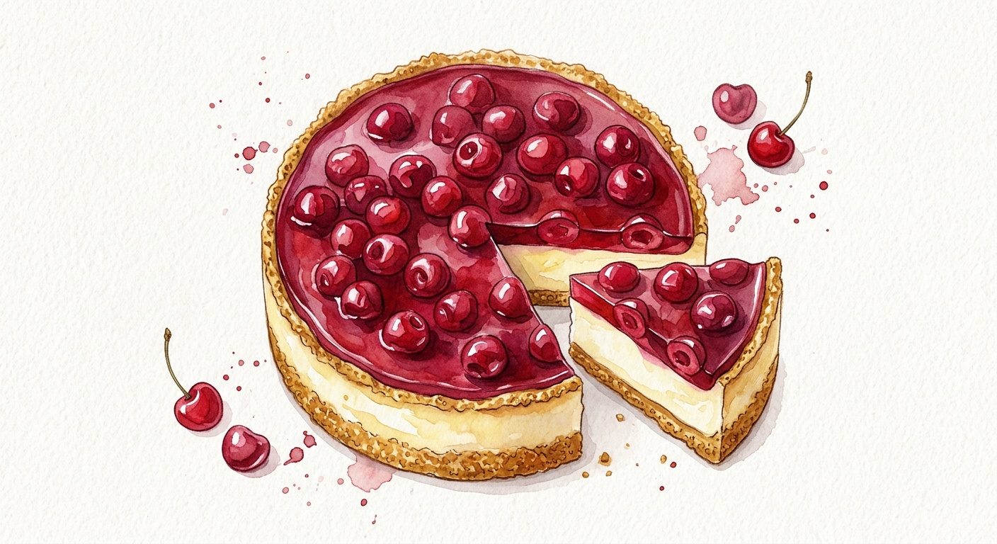 Cheese Layer Cake with Cherry Jelly