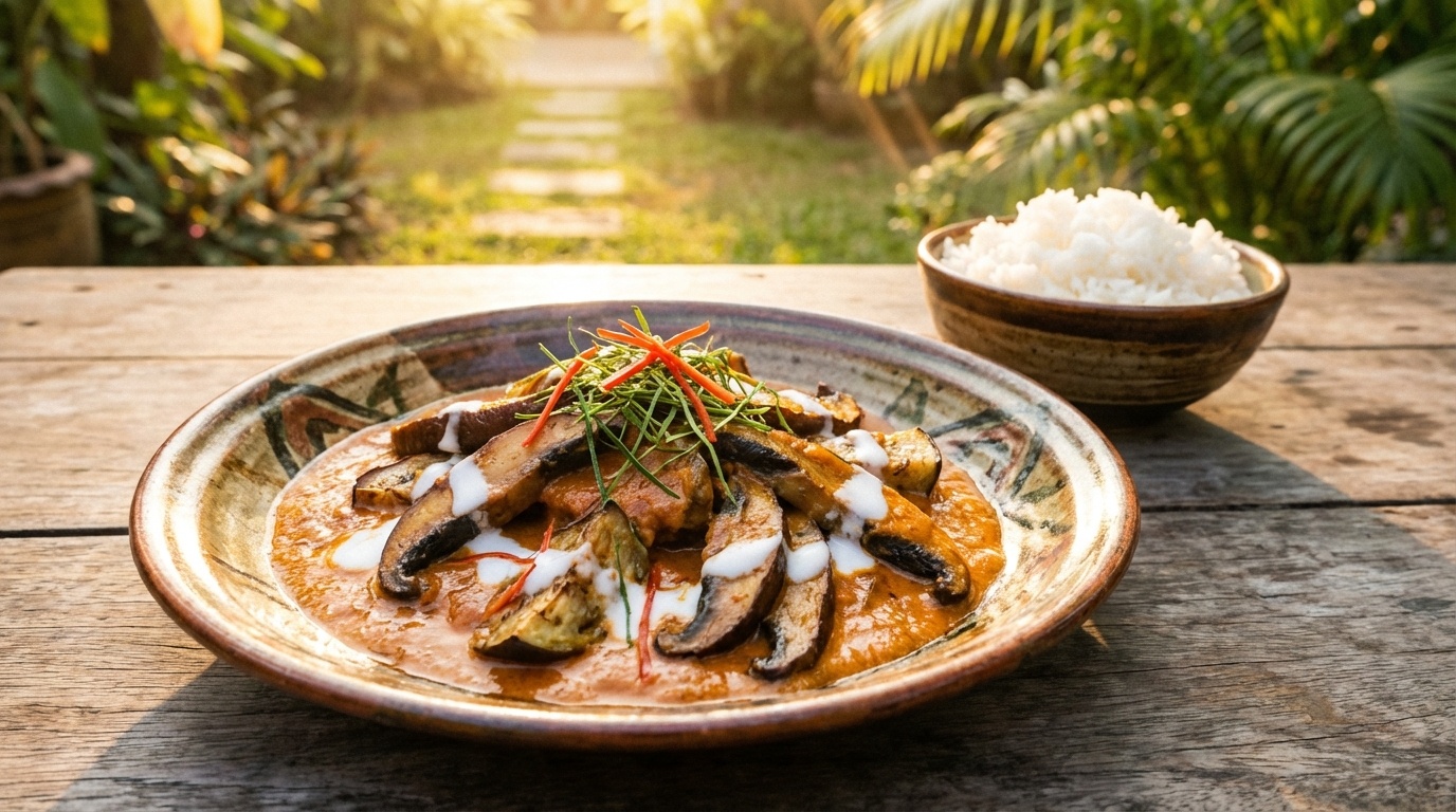 Panang Curry with Portobello Mushrooms and Eggplant