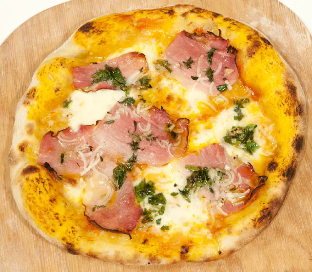 Pizza #5 - Crust, medium wet dough - kneaded
