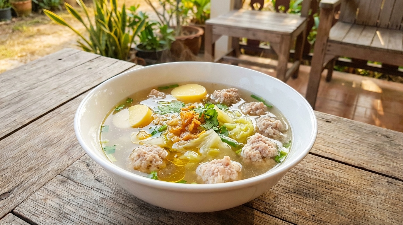 Pork Meatball Soup with Egg Tofu
