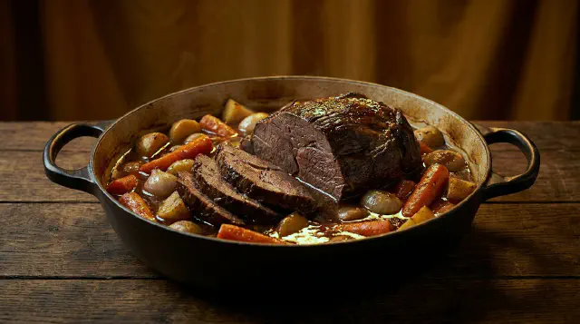 Pot-roasted beef shoulder