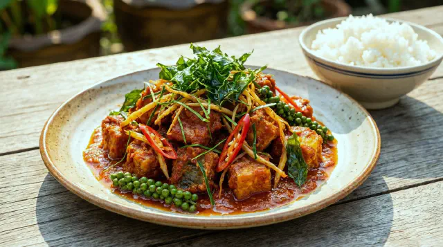 Red Curry Stir-Fry with Tilapia (Pad Ped Pla Nin)