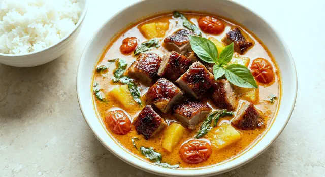 Red Curry with Barbecued Duck and Pineapple (Gaeng Ped Bped Yang)