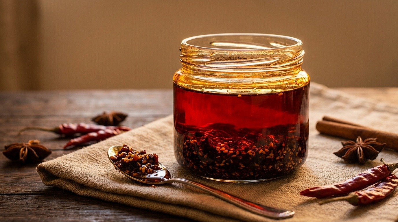 Sichuan Chili Oil (红油, hóng yóu)