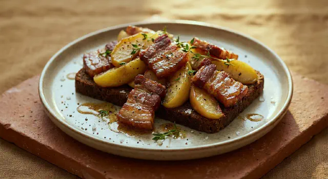 Smørrebrød with Apple Pork, Thyme and Brown Butter