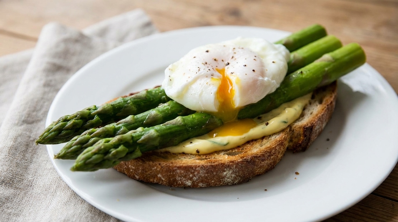 Smørrebrød with Asparagus, Poached Egg and Tarragon Mayo