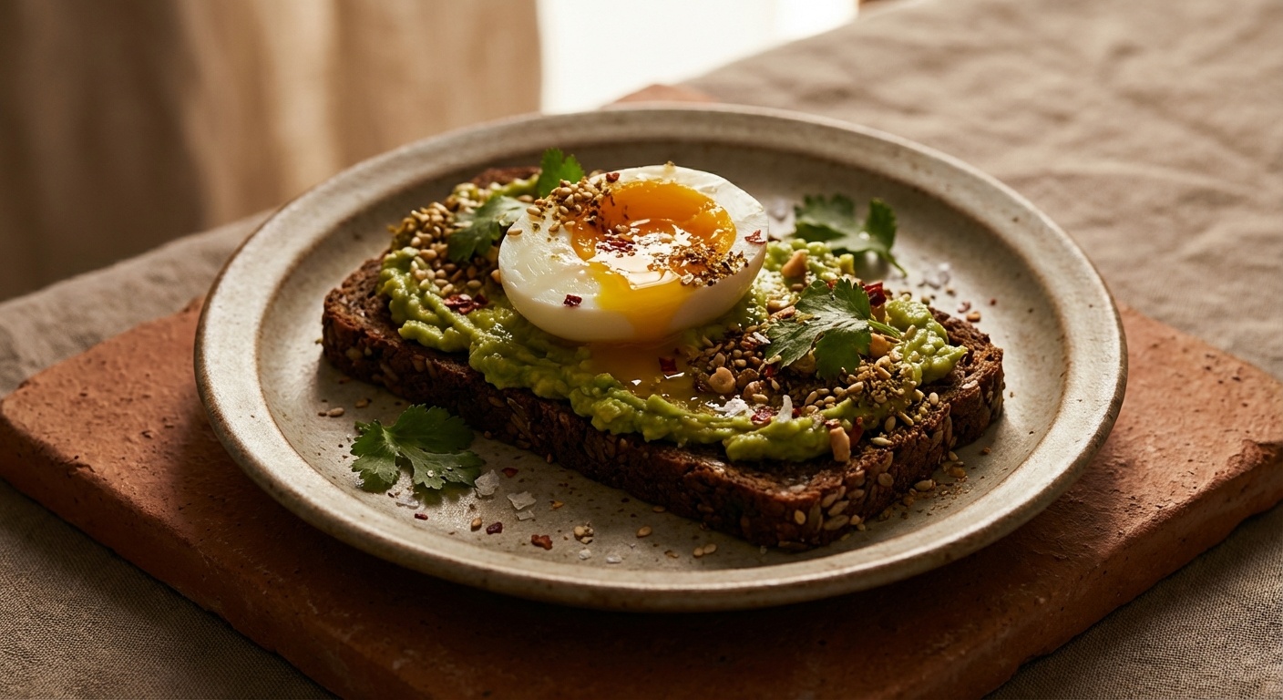 Smørrebrød with Avocado, Soft-Boiled Egg and Dukkah