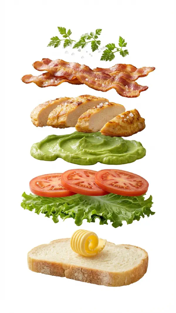 Chicken with bacon and avocado cream assembly © kvalifood.com