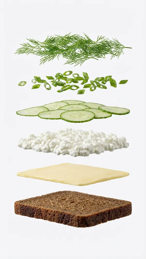Cottage cheese with cucumber and dill assembly © kvalifood.com