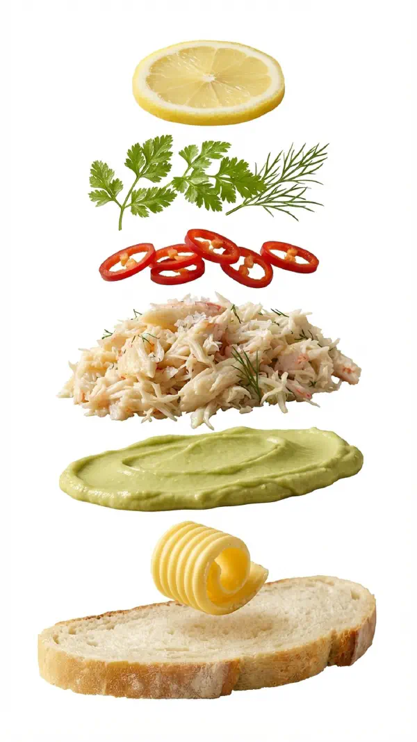 Crab salad with avocado mousse and chilli assembly © kvalifood.com