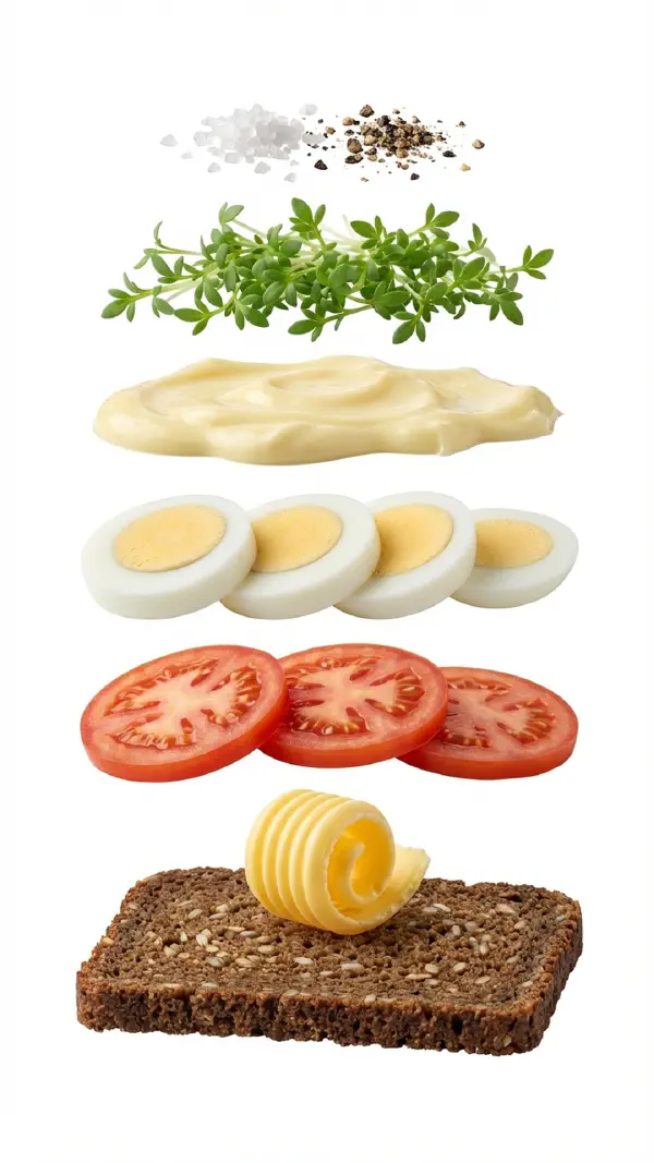 Egg with mayo and cress assembly © kvalifood.com