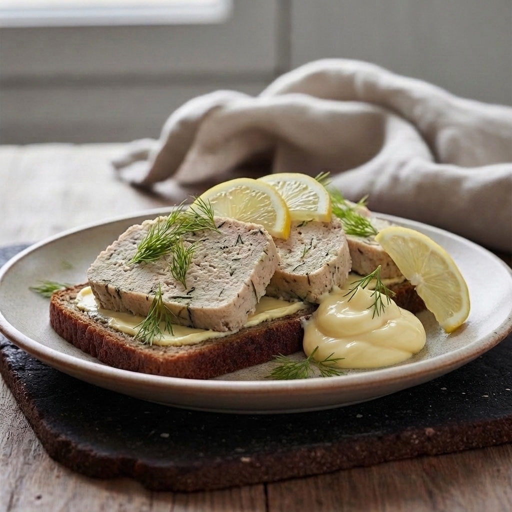 Smørrebrød with Fish Pâté, Dill and Lemon Mayo