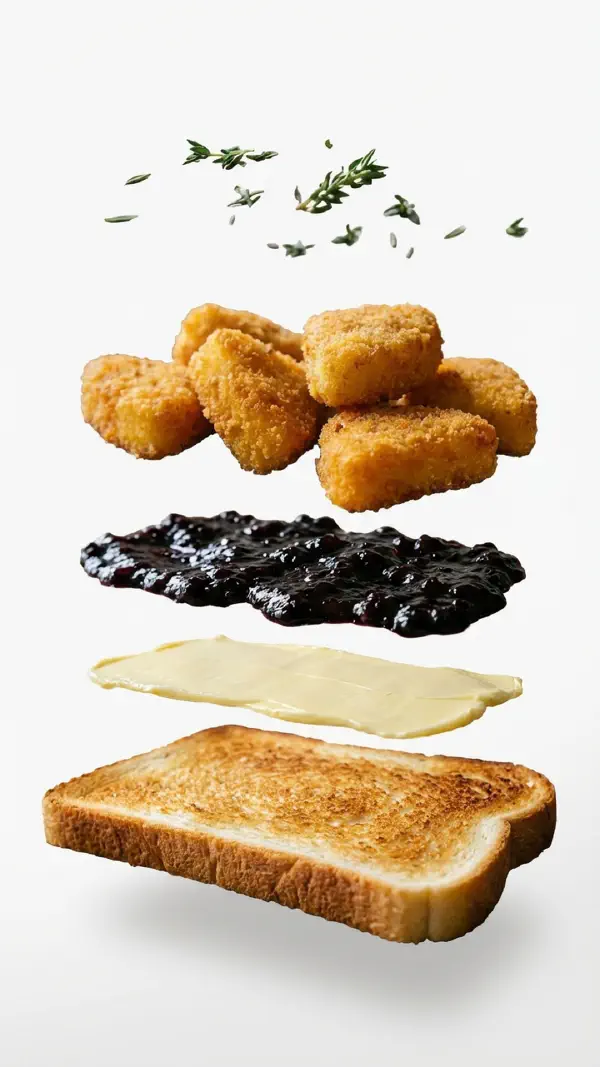 Fried camembert with blackcurrant jam assembly © kvalifood.com