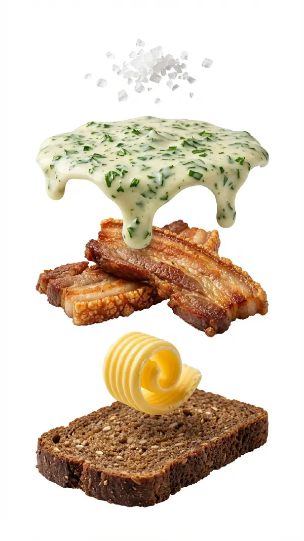 Fried pork with parsley sauce assembly © kvalifood.com