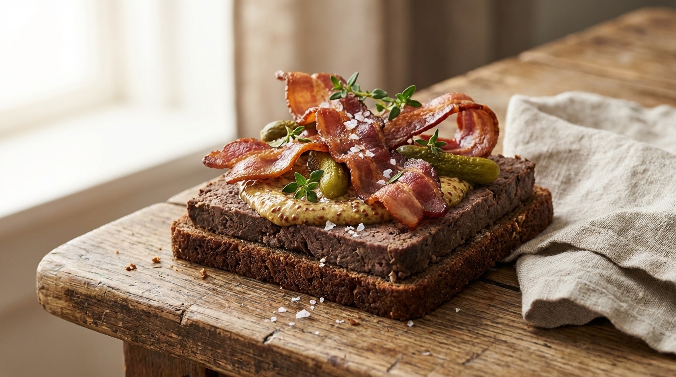 Smørrebrød with Game Pâté and Crispy Bacon