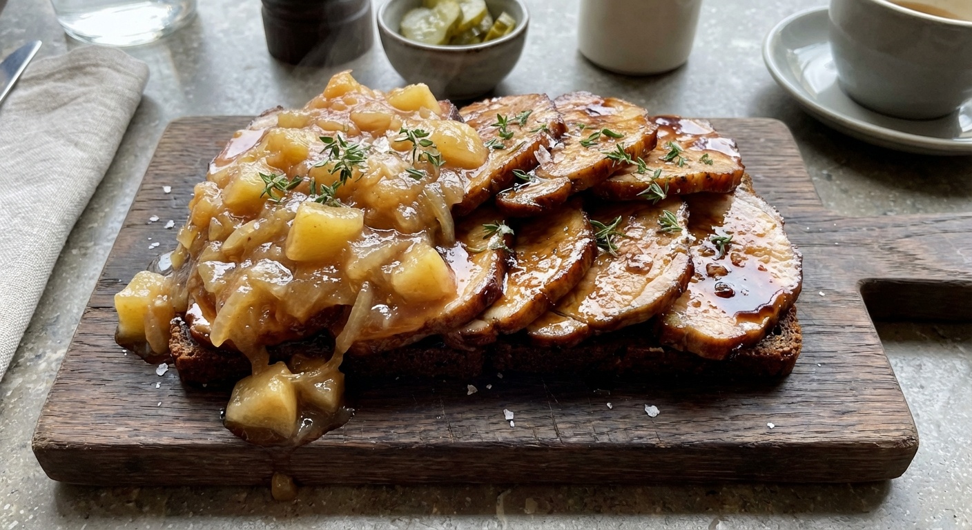 Glazed Pork Loin with Apple Compote and Thyme
