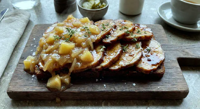 Glazed Pork Loin with Apple Compote and Thyme