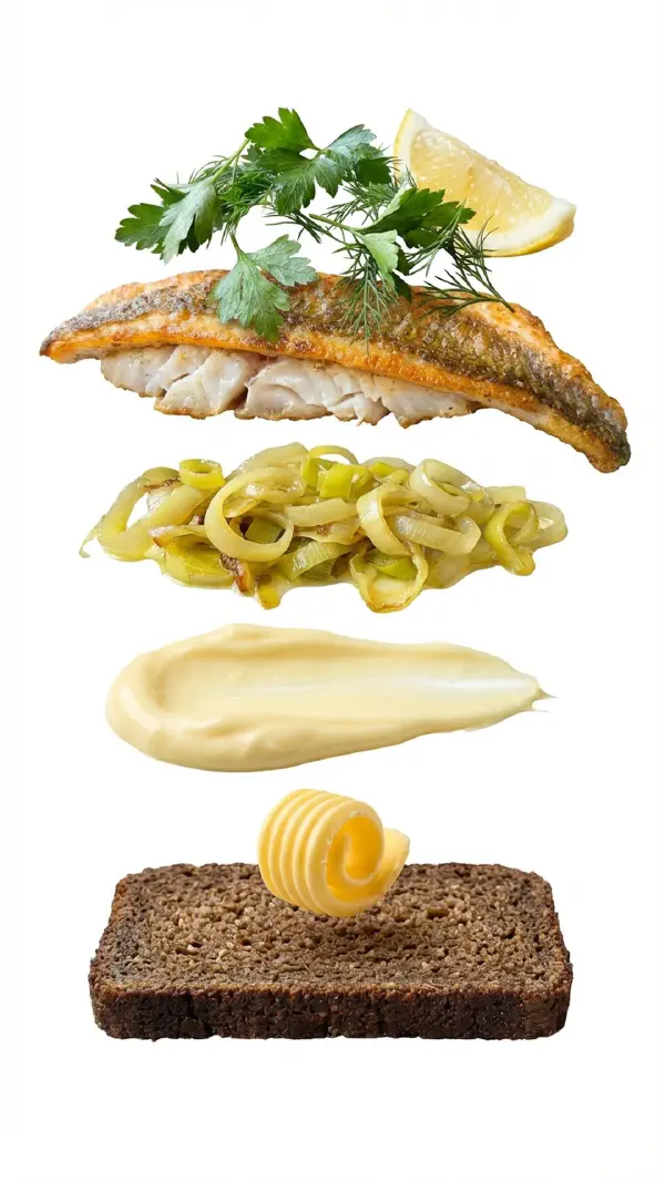 Haddock fillet with leek and lemon mayo assembly © kvalifood.com