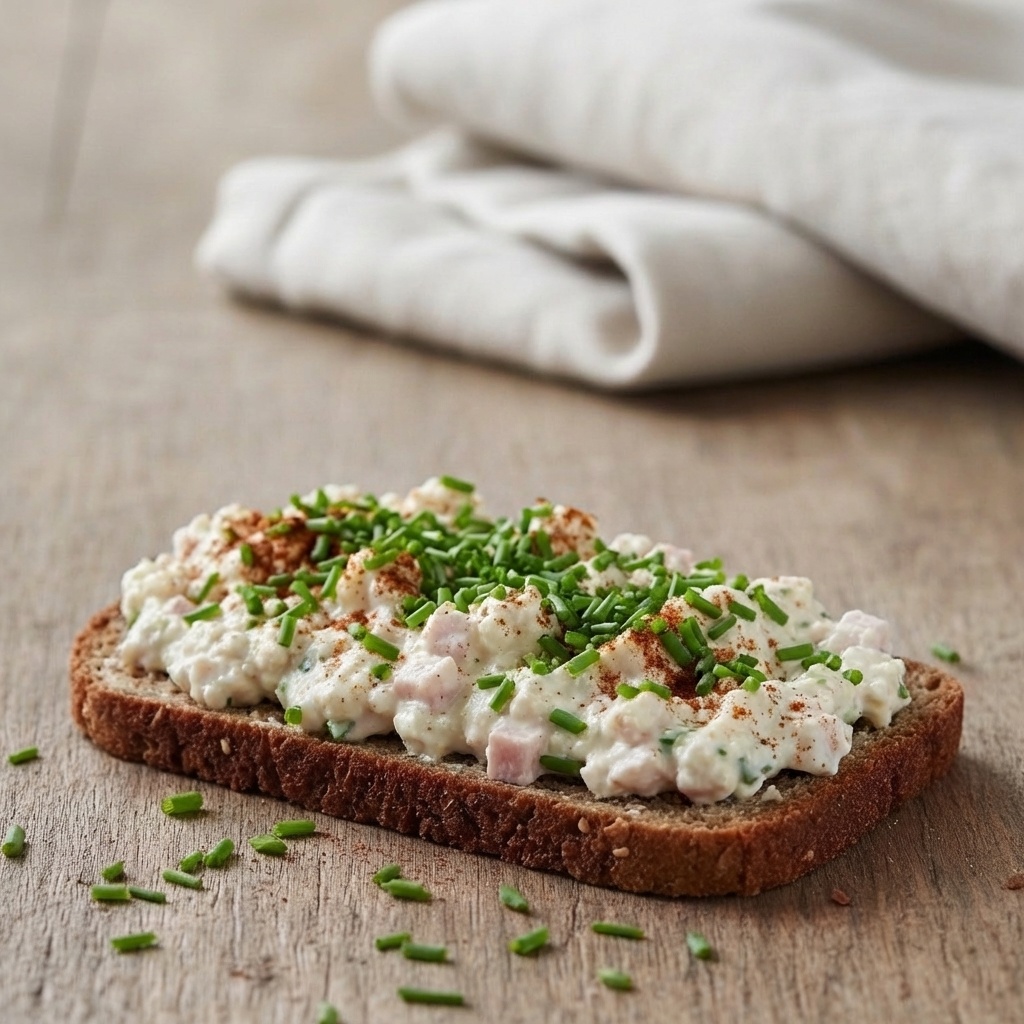 Smørrebrød with Ham Salad and Cottage Cheese