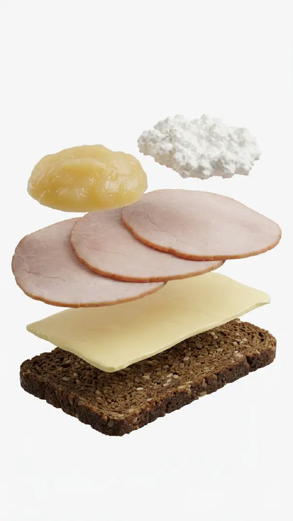 Hamburgerryg with cottage cheese and horseradish assembly © kvalifood.com