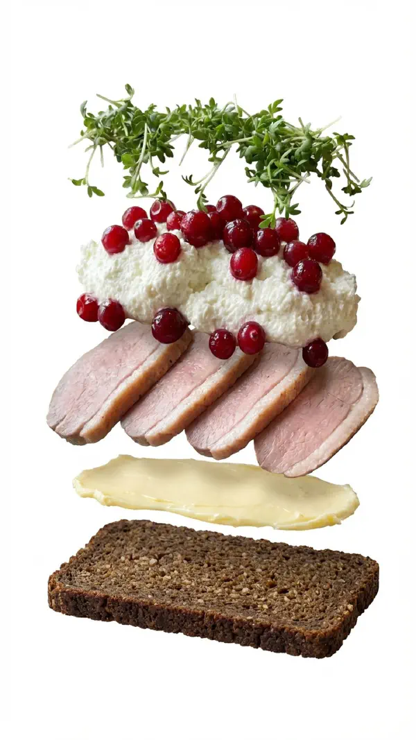 Poached salted duck breast with horseradish cream assembly © kvalifood.com
