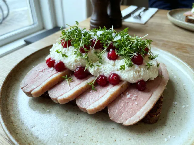Poached Salted Duck Breast with Horseradish Cream