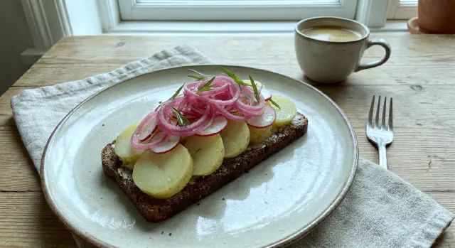 Potato with Pickled Red Onion and Radishes