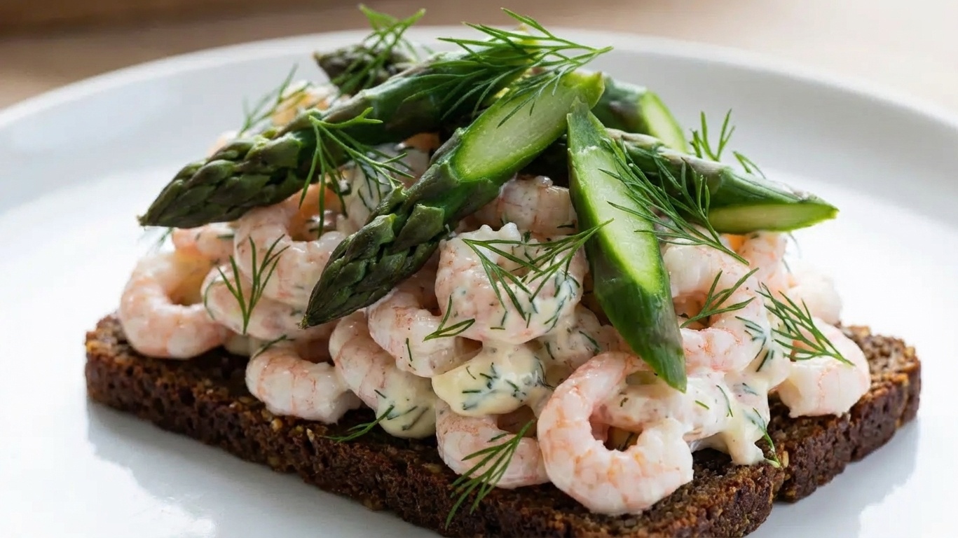 Prawn salad with asparagus and dill