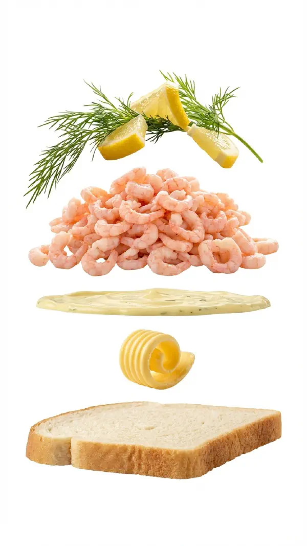 Prawn smørrebrød assembly © kvalifood.com
