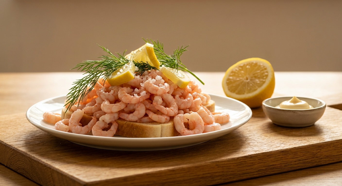 Smørrebrød with Prawns and Lemon Tarragon Mayo