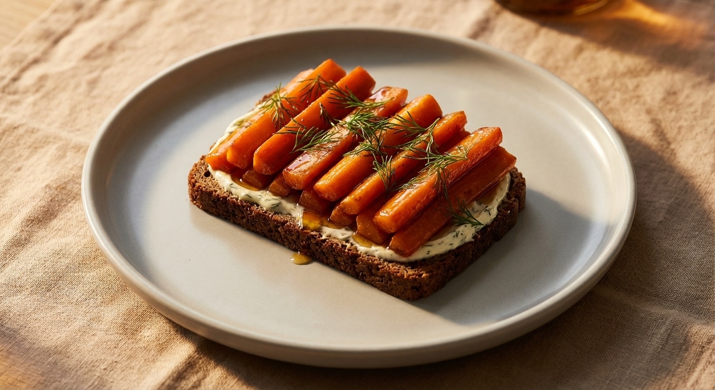 Smørrebrød with Roasted Carrots and Dill Cream