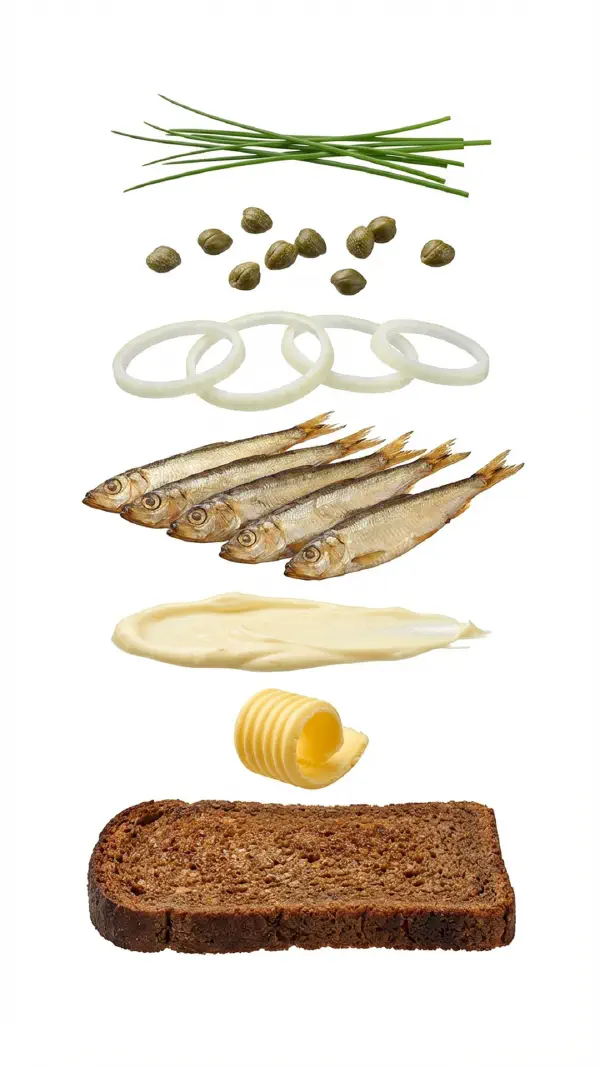 Sprats with onion and capers assembly © kvalifood.com