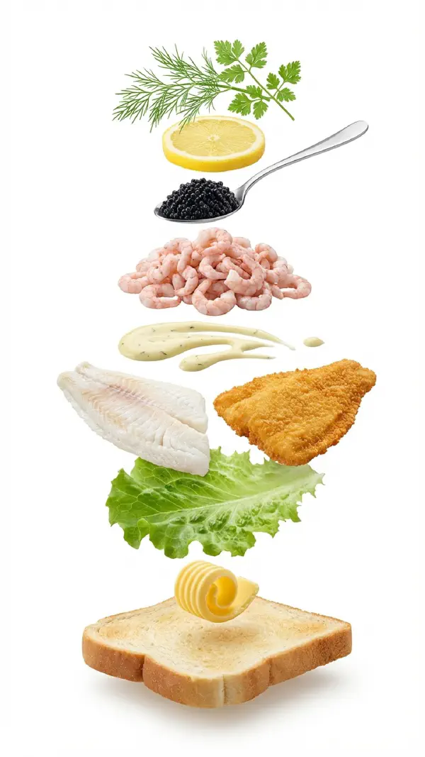 Stjerneskud assembly with steamed and breaded plaice © kvalifood.com