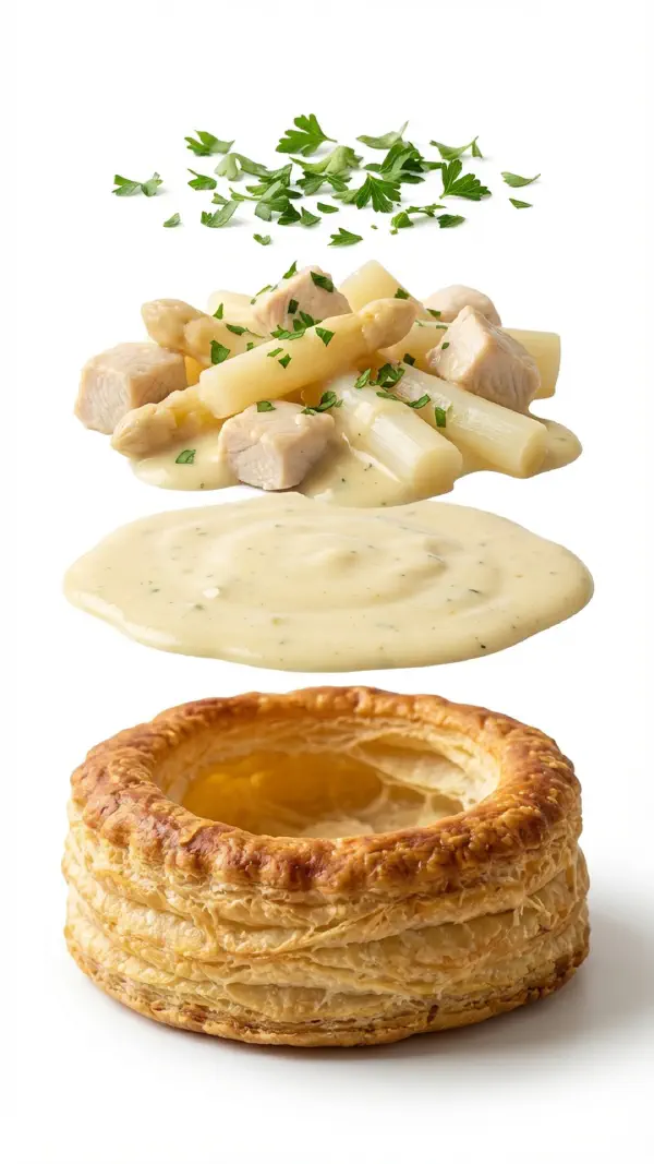 Tarteletter assembly with chicken and asparagus © kvalifood.com