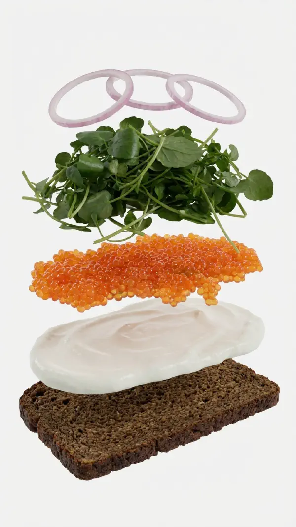 Trout roe with watercress and quark assembly © kvalifood.com