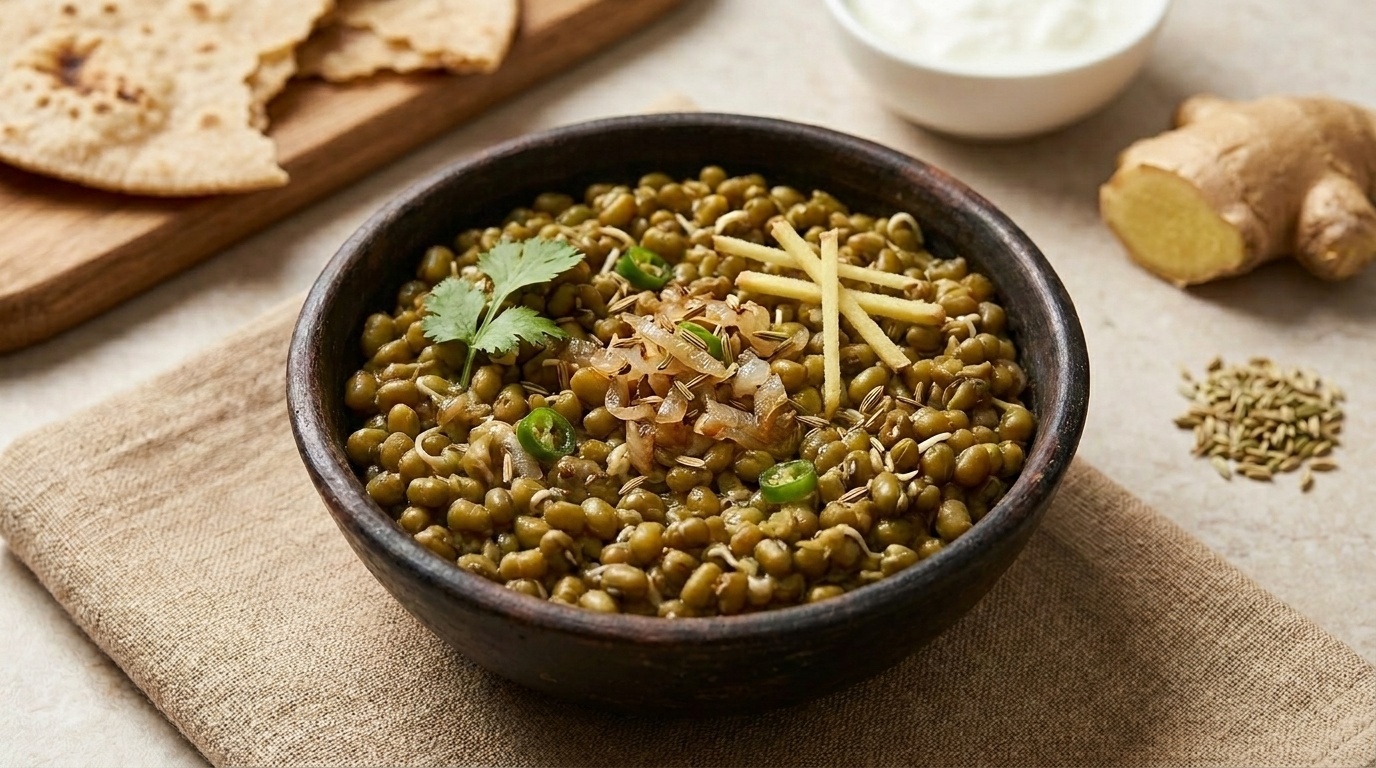 Sprouted Mung Beans with Fennel Seeds and Ginger