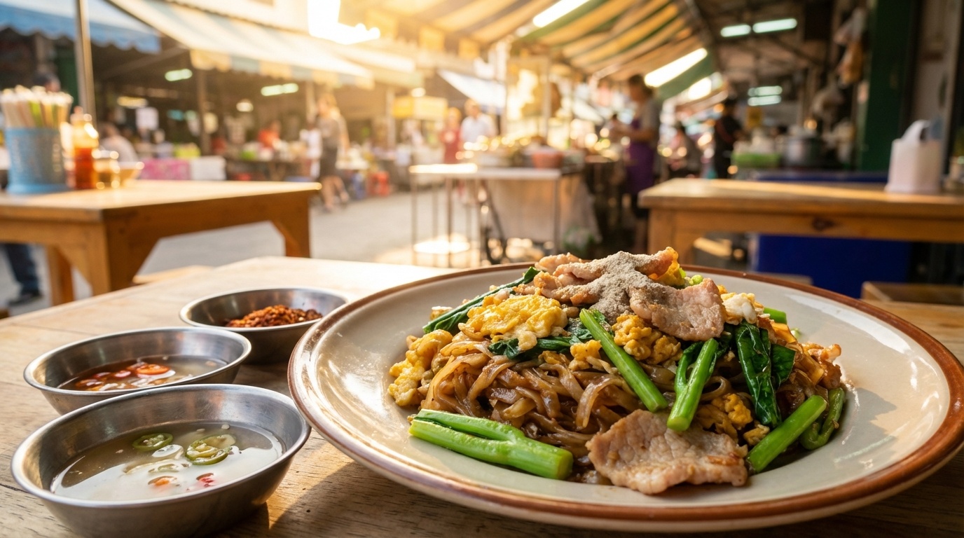 Stir-Fried Rice Noodles with Soy Sauce and Chinese Broccoli (Pad See Ew)